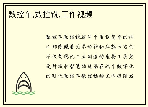 数控车,数控铣,工作视频